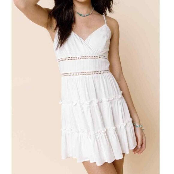 Altar'd State Drucella Ladder Trim Mini Dress, Lined, White, L - Picture 3 of 8